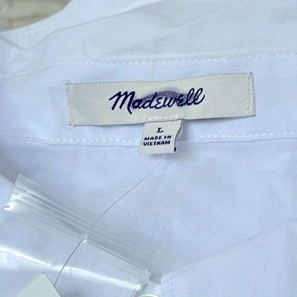 Madewell NWT Signature Poplin Hartfield Crop Shirt Cotton Size Large in Eyelet - Picture 6 of 8